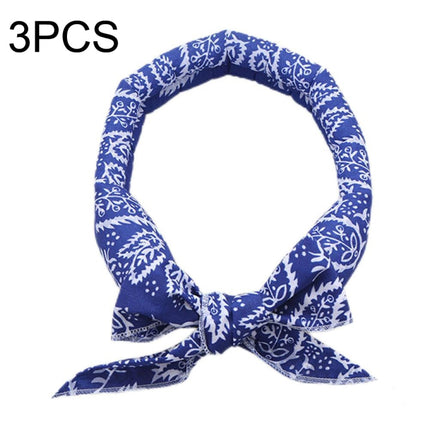 3 PCS Summer Cooling Bandana Neck Wraps Scarf For Women Men Kids Pet, Color: Blue Leaves-garmade.com