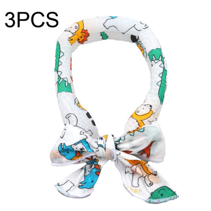 3 PCS Summer Cooling Bandana Neck Wraps Scarf For Women Men Kids Pet, Color: White Bottom Bear-garmade.com