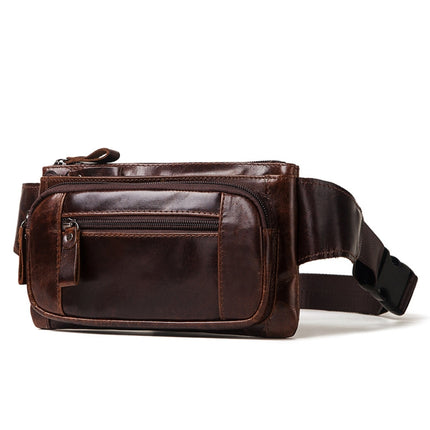 MH562 Leather Men Waste Bags Multifunctional Retro Messenger Bag(Brown)-garmade.com