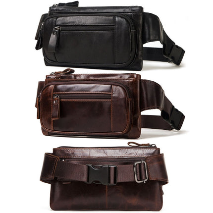 MH562 Leather Men Waste Bags Multifunctional Retro Messenger Bag(Black)-garmade.com