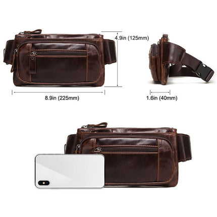 MH562 Leather Men Waste Bags Multifunctional Retro Messenger Bag(Brown)-garmade.com