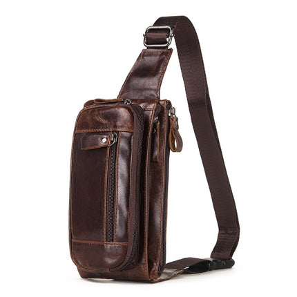 MH562 Leather Men Waste Bags Multifunctional Retro Messenger Bag(Brown)-garmade.com
