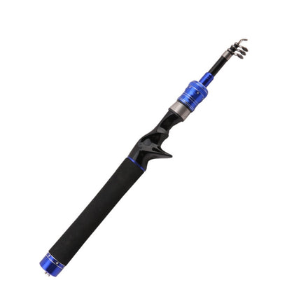 Telescopic Lure Rod Mini Fishing Rod Portable Fishing Tackle, Length: 1.5m(Blue Curved Handle)-garmade.com