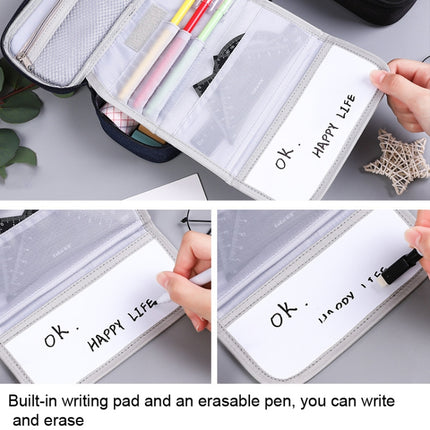 Multifunctional Pencil Case Built-in Writable Whiteboard With 1 Erasable Pen, Color: Black-garmade.com