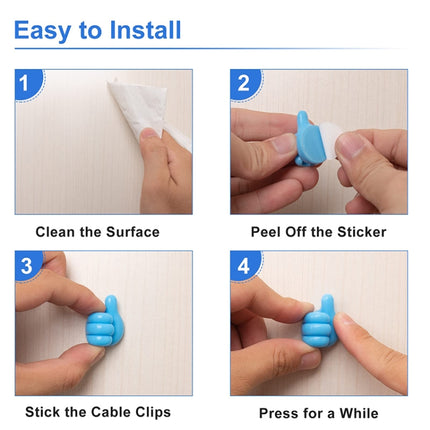 10 PCS Non-punching And Non-marking Adhesive Thumb Hook Cable Organizer(Blue)-garmade.com