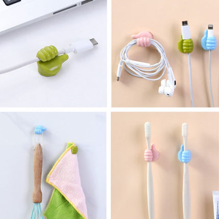 10 PCS Non-punching And Non-marking Adhesive Thumb Hook Cable Organizer(Blue)-garmade.com