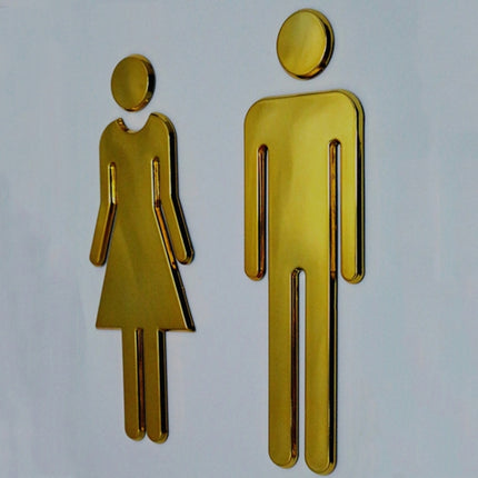 2 PCS 20cm 3D DIY Man & Woman Toilet Sticker WC Door Sign Decals Toilet Signs(Rose Gold)-garmade.com