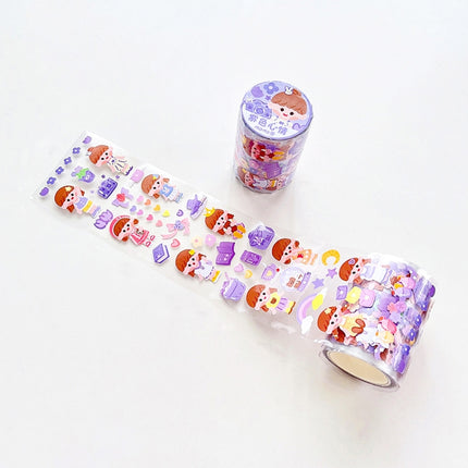 2 Sets Hand Account Tape Roll Cute Laser Girl Heart Decoration Sticker, Size: 6cm x 3m(Purple)-garmade.com