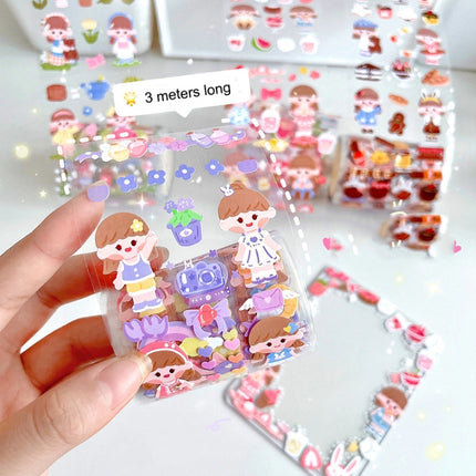 2 Sets Hand Account Tape Roll Cute Laser Girl Heart Decoration Sticker, Size: 6cm x 3m(Pink)-garmade.com