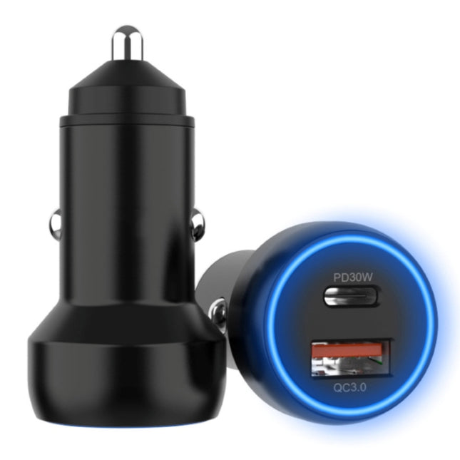 IBD352 Aluminum Alloy Dual Interface Car Charger, Spec: Qc3.0 18W+PD 3.0 30W-garmade.com