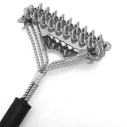 Three-headed Shovel-type Spring Brush BBQ Grill Mesh Wire Brush-garmade.com
