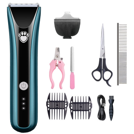 Waterproof Pet Shaver Dog Electric Hair Clipper, Specification: Package 5(Blue)-garmade.com