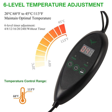 20 x 10 inch Digital Display Seedling Heating Pad With Timed Temperature Adjustment(UK Plug 240V)-garmade.com