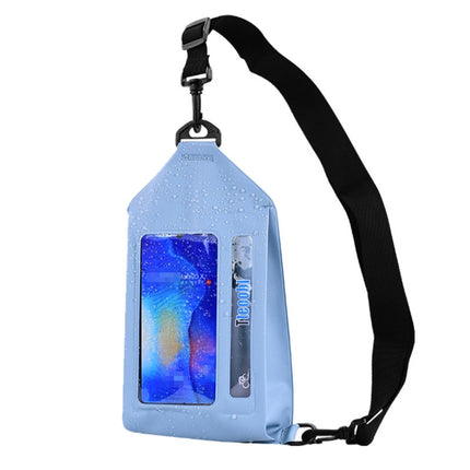 Tteoobl Swimming Waterproof Crossbody Phone Bag Touch Screen Chest Bag,Style: Zipper Model(Gray Blue)-garmade.com