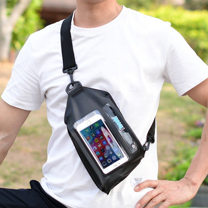 Tteoobl Swimming Waterproof Crossbody Phone Bag Touch Screen Chest Bag,Style: Paste Model(Gray Blue)-garmade.com