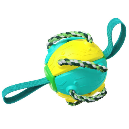 084DT Pet Outdoor Training Interactive Flying Disc Football Dog Toys(Yellow Blue)-garmade.com