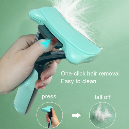 Pet Automatic Hair Removal Comb Curved Cat and Dog Open-knot Comb(Green)-garmade.com