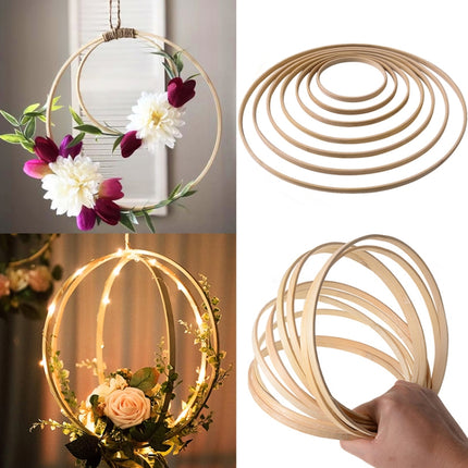 10 PCS Bamboo Circle Fan Frame Dream Catcher Making Circle Material, Size: 20cm(With 6mm Hole)-garmade.com