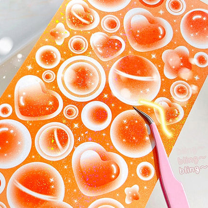 10 PCS Jelly Bubble Sticker Smudged Color Handbook Sticker(Orange)-garmade.com