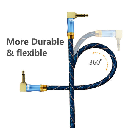 EMK 90-Degree Car 3.5mm Audio Cable Extension Cable, Cable Length: 0.5M(Blue)-garmade.com
