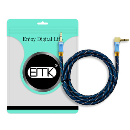 EMK 90-Degree Car 3.5mm Audio Cable Extension Cable, Cable Length: 0.5M(Blue)-garmade.com