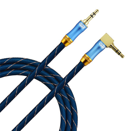 EMK 90-Degree Car 3.5mm Audio Cable Extension Cable, Cable Length: 1M(Blue)-garmade.com