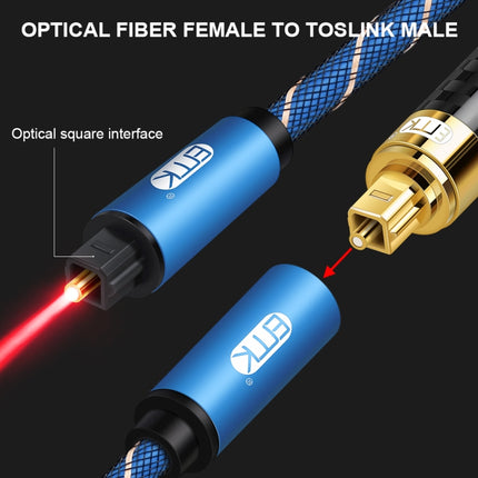 EMK Male To Female SPDIF Paired Digital Optical Audio Extension Cable, Cable Length: 1.5m (Blue)-garmade.com