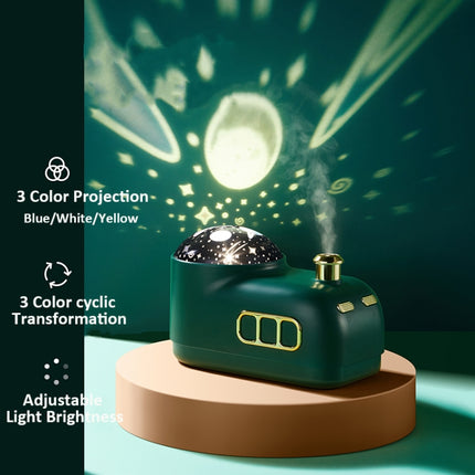 Retro Steam Train Air Humidifier USB Night Light Atmosphere Decor Lamp, Color: Green-Projection-garmade.com