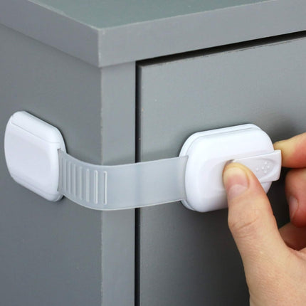 Slide Adjust Baby Safety Lock Refrigerator Drawer Lock(White)-garmade.com