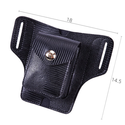Y-17 3 In 1 Lighter Phone Cigarette Box Storage Waist Bags(Lizard Pattern Black)-garmade.com