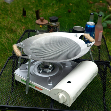 NOBANA Outdoor BBQ Pan Camping Stainless Steel Frying Pan, Style: BBQ Pan+Hemp Rope-garmade.com