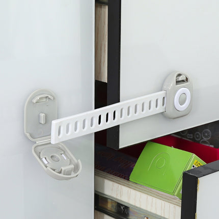 10 PCS Children Household Anti-opening Drawer Door Safety Lock, Color: Long White Gray-garmade.com