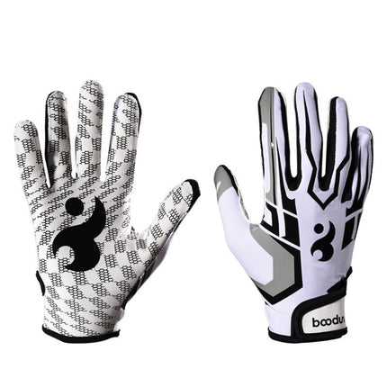 BOODUN C281071G Baseball Rugby Gloves Fitness Sports Anti-Slip Outdoor Hiking Gloves(White M)-garmade.com