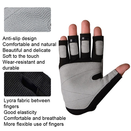 BOODUN B171069 Sailing Gloves Fitness Outdoor Half Finger Rock Climbing Gloves, Size: M(Grey)-garmade.com