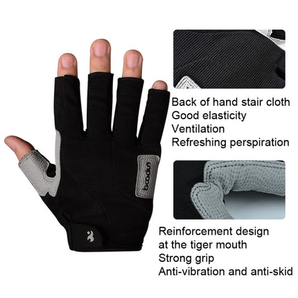 BOODUN B171069 Sailing Gloves Fitness Outdoor Half Finger Rock Climbing Gloves, Size: M(Black)-garmade.com