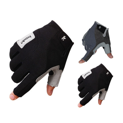 BOODUN B171069 Sailing Gloves Fitness Outdoor Half Finger Rock Climbing Gloves, Size: L(Grey)-garmade.com