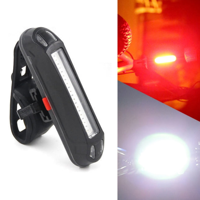 2 PCS LED Rechargeable Bicycle Warning Strip Tail Light(OPP Red&White Light)-garmade.com