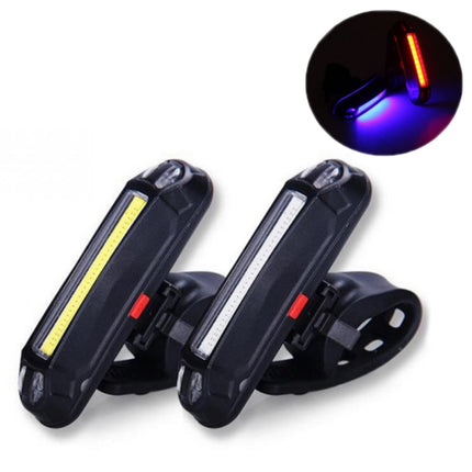 2 PCS LED Rechargeable Bicycle Warning Strip Tail Light(OPP White Light)-garmade.com
