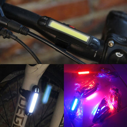 2 PCS LED Rechargeable Bicycle Warning Strip Tail Light(OPP Red&Blue Light)-garmade.com