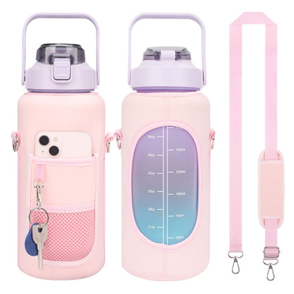 2L Diving Material Water Bottle Cover Case with Strap(Pink Metal Buckle)-garmade.com