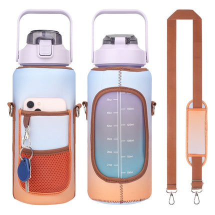 2L Gradient Color Water Bottle Cover Case Sleeve with Strap(Gradient Orange)-garmade.com