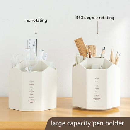 Large Capacity Desktop Storage Box Student Office Pen Bucket, Color: Non-rotating Beige-garmade.com