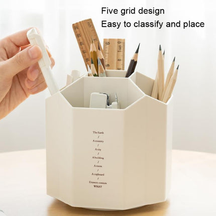 Large Capacity Desktop Storage Box Student Office Pen Bucket, Color: Rotating Gray-garmade.com