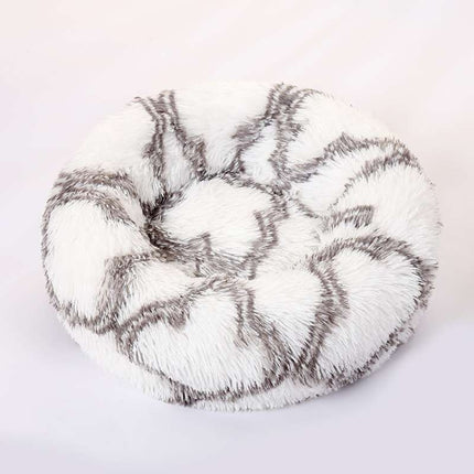 Long-haired Round Pet Kennel Warm Pet Bed, Specification: 40cm(Gray)-garmade.com
