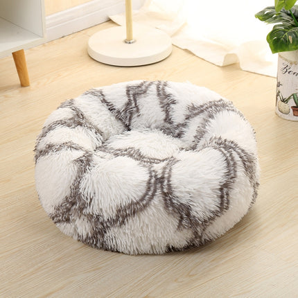 Long-haired Round Pet Kennel Warm Pet Bed, Specification: 50cm(Gray)-garmade.com