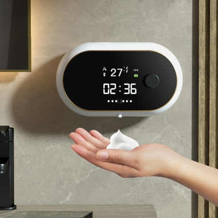 W2 Wall-mounted USB Charging Automatic Foam Soap Dispenser With Time Temperature Display(White)-garmade.com