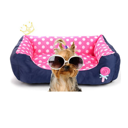 Cartoon Pet Kennel Square Cushion For Small And Medium Pet, Specification: M(Pink)-garmade.com