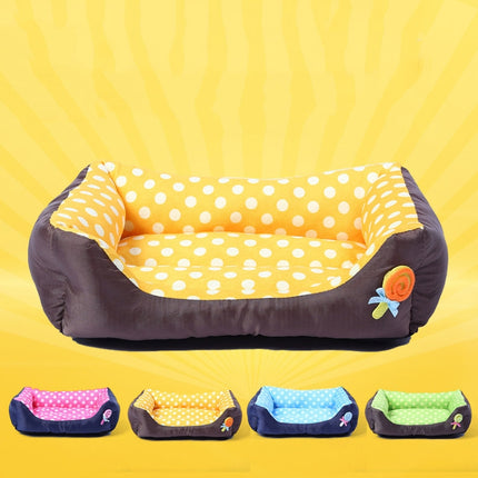 Cartoon Pet Kennel Square Cushion For Small And Medium Pet, Specification: L(Yellow)-garmade.com