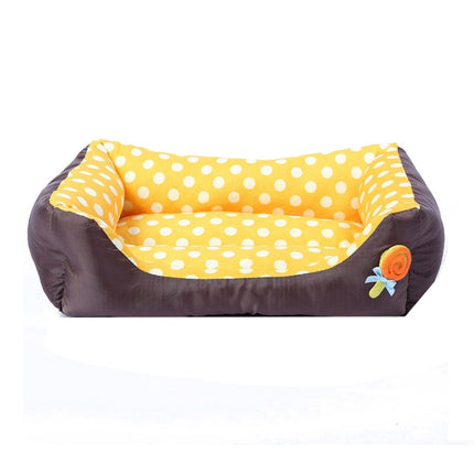 Cartoon Pet Kennel Square Cushion For Small And Medium Pet, Specification: M(Yellow)-garmade.com