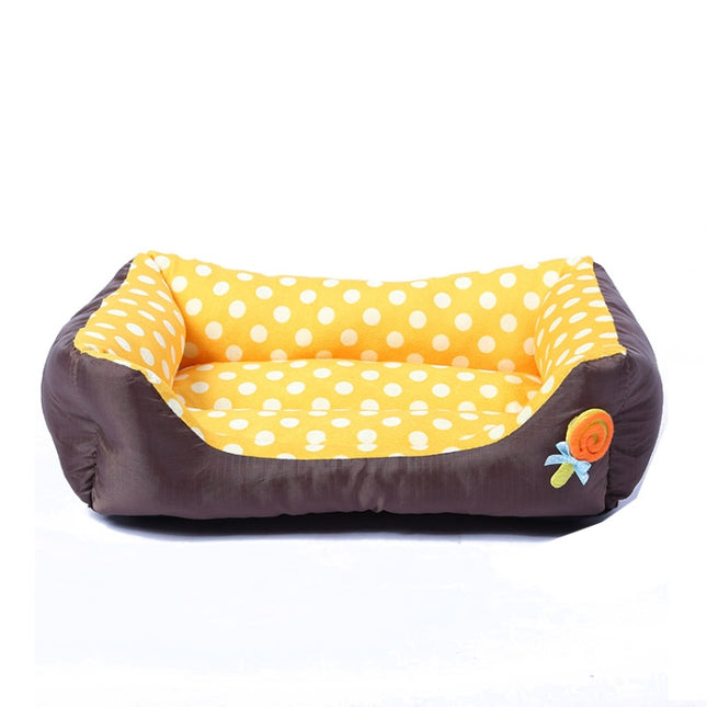Cartoon Pet Kennel Square Cushion For Small And Medium Pet, Specification: L(Yellow)-garmade.com